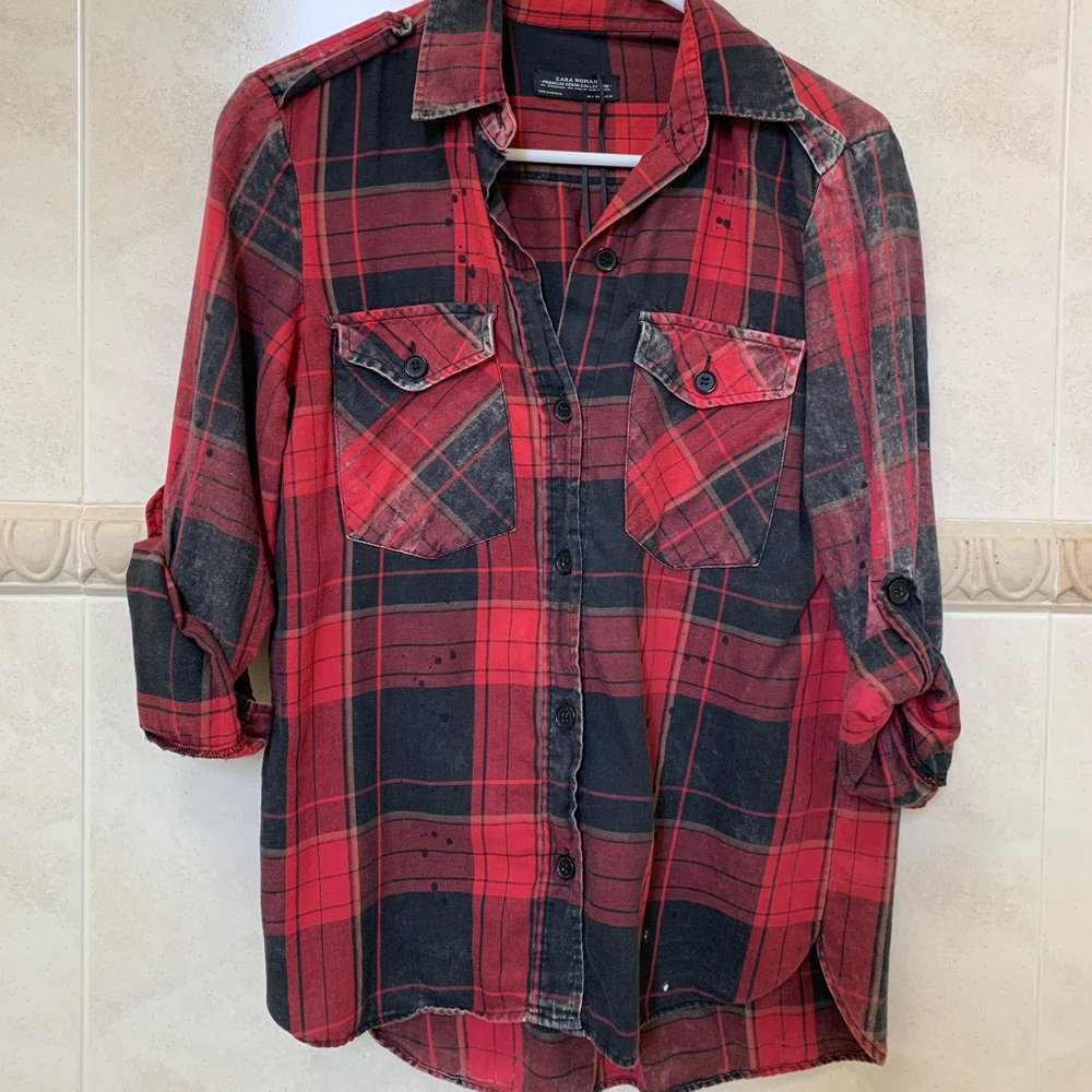 Zara red flannel